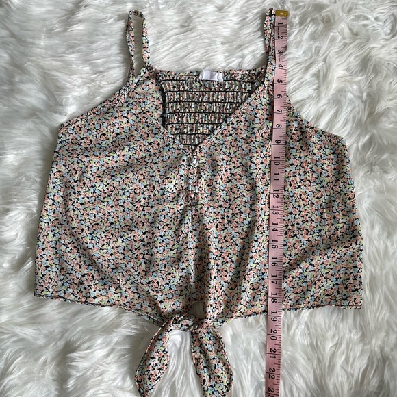 Sienna Sky | Women’s Medium Colorful Floral Tank with Tie and Decorative Buttons - Picture 9 of 12